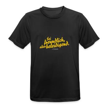 Sprüche T Shirt Design Sei freundlich - Männer T-Shirt atmungsaktiv - Schwarz - Vorne - AI Model Male 178 light (178cm)