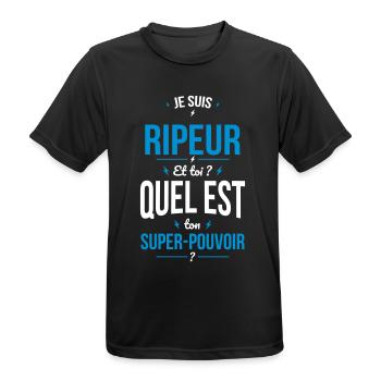 Je suis ripeur - Super-pouvoir - T-shirt respirant Homme - noir - Devant - AI Model Male 178 light (178cm)