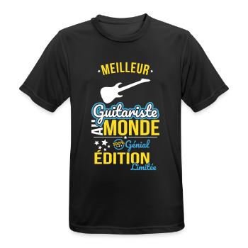 Bester Gitarrist der Welt - 100% genial - Männer T-Shirt atmungsaktiv - Schwarz - Vorne - AI Model Male 178 light (178cm)