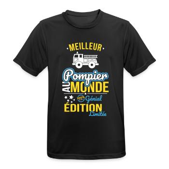 Bester Feuerwehrmann der Welt - 100% genial - Männer T-Shirt atmungsaktiv - Schwarz - Vorne - AI Model Male 178 light (178cm)