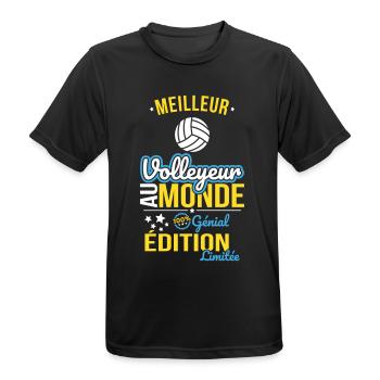 Meilleur Volleyeur au monde - 100% génial - T-shirt respirant Homme - noir - Devant - AI Model Male 178 light (178cm)
