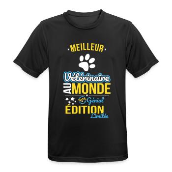 Meilleur Vétérinaire au monde - 100% génial - T-shirt respirant Homme - noir - Devant - AI Model Male 178 light (178cm)