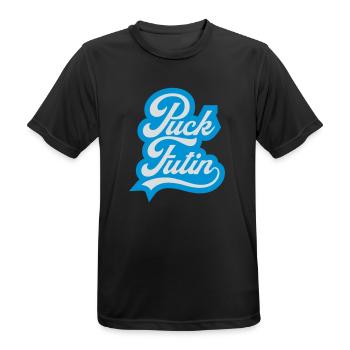 puck futin logo design - Men's Breathable T-Shirt - black - Front - AI Model Male 178 light (178cm)