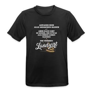 Landwirt-T-Shirt für Männer, Lebensplan f. Bauern - Männer T-Shirt atmungsaktiv - Schwarz - Vorne - AI Model Male 178 light (178cm)