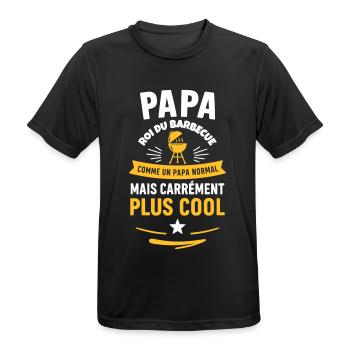 Papa roi du barbecue – idée fête des pères - T-shirt respirant Homme - noir - Devant - AI Model Male 178 light (178cm)
