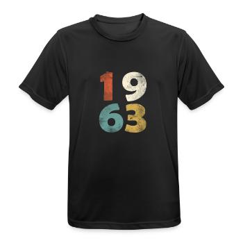 55e anniversaire look rétro - cadeau né en 1963 - T-shirt respirant Homme - noir - Devant - AI Model Male 178 light (178cm)