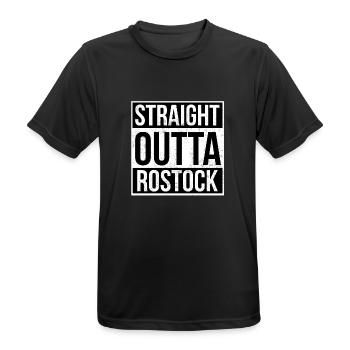 Straight Outta Rostock! | Beste Stadt - Männer T-Shirt atmungsaktiv - Schwarz - Vorne - AI Model Male 178 light (178cm)
