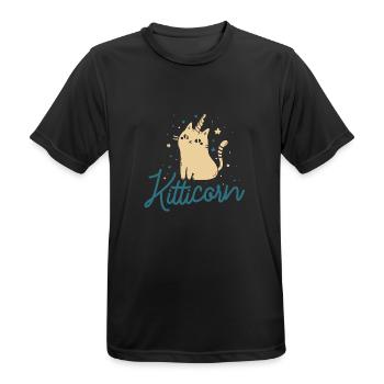 Kitticorn - Cat - Horn - chaton - Unicorn - T-shirt respirant Homme - noir - Devant - AI Model Male 178 light (178cm)