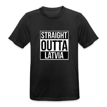 Straight Outta Latvia - Männer T-Shirt atmungsaktiv - Schwarz - Vorne - AI Model Male 178 light (178cm)