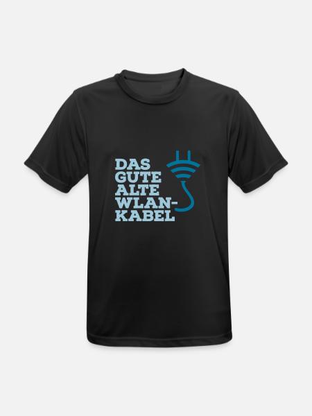 WLAN Kabel Computer Shirt - Männer T-Shirt atmungsaktiv - Schwarz