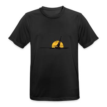 Schiffe - Segelboot Sonne - Männer T-Shirt atmungsaktiv - Schwarz - Vorne - AI Model Male 178 light (178cm)