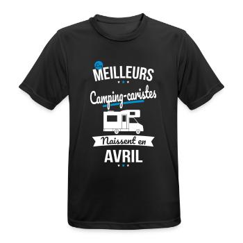 Les meilleurs camping-caristes naissent en Avril - T-shirt respirant Homme - noir - Devant - AI Model Male 178 light (178cm)