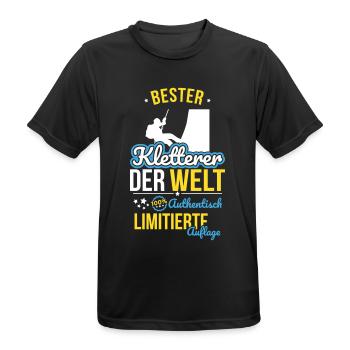 Meilleur grimpeur du monde - 100 % authentique - T-shirt respirant Homme - noir - Devant - AI Model Male 178 light (178cm)