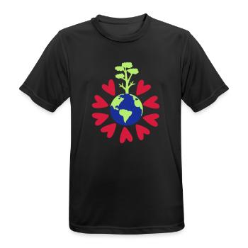 Love our Earth planet - Men's Breathable T-Shirt - black - Front - AI Model Male 178 light (178cm)