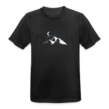Shooting stars over mountains sky - Men's Breathable T-Shirt - black - Front - AI Model Male 178 light (178cm)