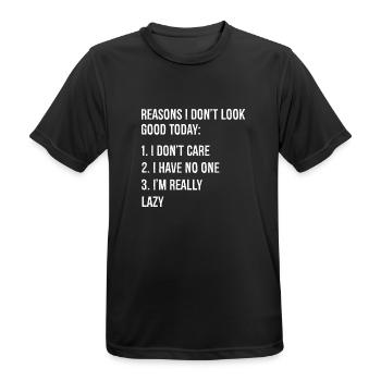 reasons I don't look good today funny shirt - Men's Breathable T-Shirt - black - Front - AI Model Male 178 light (178cm)
