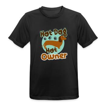 Hot Dachshund Hot Dog Hot Owner - Men's Breathable T-Shirt - black - Front - AI Model Male 178 light (178cm)