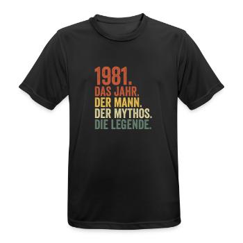 1981 Jahr Mann Mythos Legende Geburtstag - Männer T-Shirt atmungsaktiv - Schwarz - Vorne - AI Model Male 178 light (178cm)