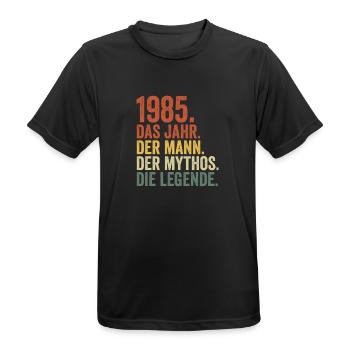 1985 Jahr Mann Mythos Legende Geburtstag - Männer T-Shirt atmungsaktiv - Schwarz - Vorne - AI Model Male 178 light (178cm)