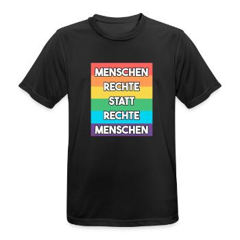 Menschenrechte statt rechte Menschen - Männer T-Shirt atmungsaktiv - Schwarz - Vorne - AI Model Male 178 light (178cm)