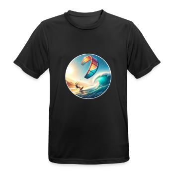 Kitesurfen Kitesurfer Kiteboard - Männer T-Shirt atmungsaktiv - Schwarz - Vorne - AI Model Male 178 light (178cm)