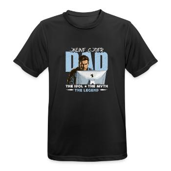 Online Coder Dad The Idol The Myth The Developer - Men's Breathable T-Shirt - black - Front - AI Model Male 178 light (178cm)
