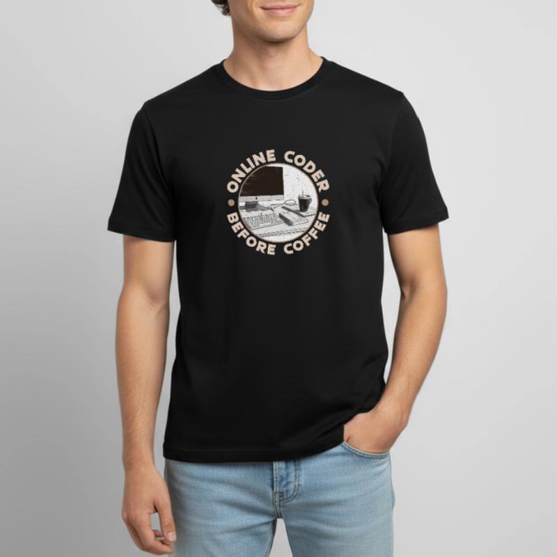 Online Coder Before Coffee Developer Coffee Lover Männer T-Shirt atmungsaktiv