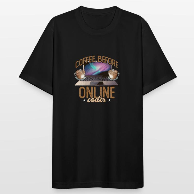 Online Coder Coffee Before Programmer Coffee Lover Männer T-Shirt atmungsaktiv