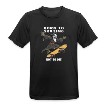 SENSENMANN SKATEBOARD BORN TO SKATING NOT TO D - Männer T-Shirt atmungsaktiv - Schwarz - Vorne - AI Model Male 178 light (178cm)