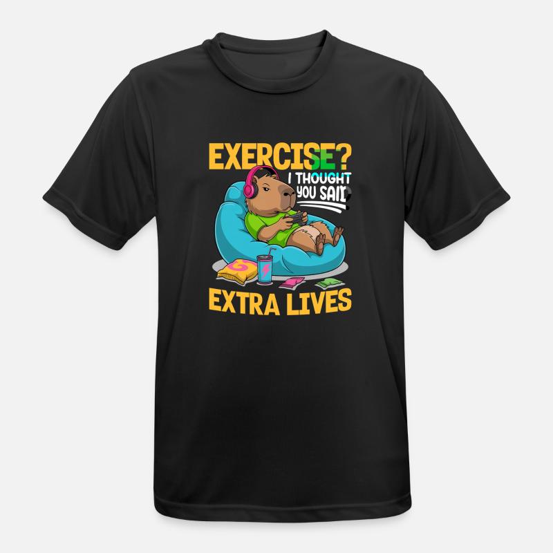 Capybara Gamer Gaming - Männer T-Shirt atmungsaktiv - Schwarz
