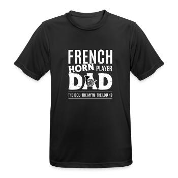 French Horn Player Dad The Idol The Myth Musician - Men's Breathable T-Shirt - black - Front - AI Model Male 178 light (178cm)