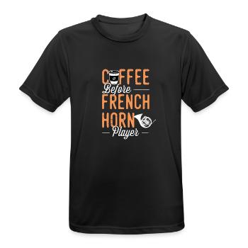 French Horn Coffee Musical Instrument Coffee Lover - Men's Breathable T-Shirt - black - Front - AI Model Male 178 light (178cm)