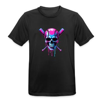 Baseball Skull Batte de Baseball - T-shirt respirant Homme - noir - Devant - AI Model Male 178 light (178cm)