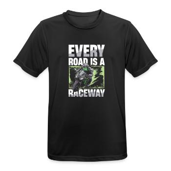 Chaque route est une piste de course Motards - T-shirt respirant Homme - noir - Devant - AI Model Male 178 light (178cm)