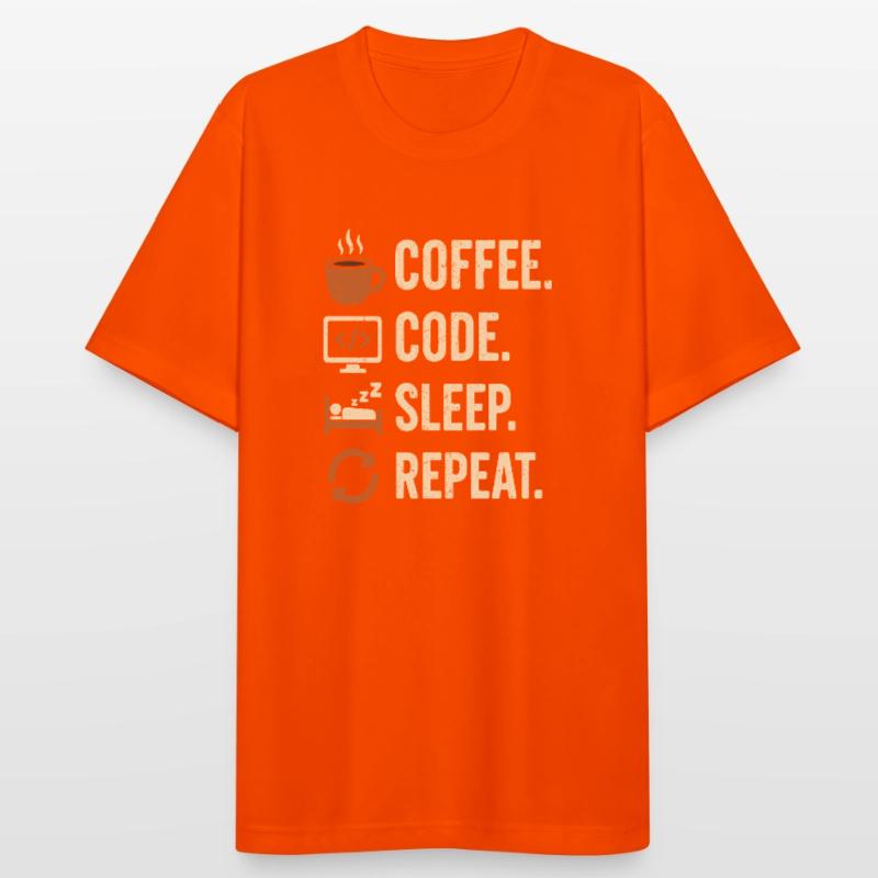 Codeur Geek Routine – Café, Code, Dodo, Encore T-shirt respirant Homme