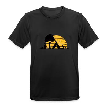 Freizeit - Camping Zelten Sonne - Männer T-Shirt atmungsaktiv - Schwarz - Vorne - AI Model Male 178 light (178cm)