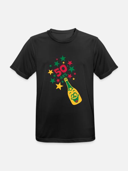 50 ans bouteille smiley etoile - T-shirt respirant Homme - noir