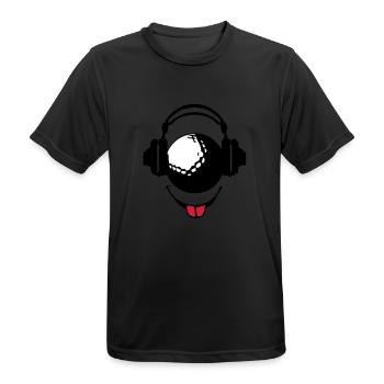 casque headphones golf dj smiley1 - T-shirt respirant Homme - noir - Devant - AI Model Male 178 light (178cm)