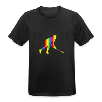 Bunter Unihockey Regenbogen - Männer T-Shirt atmungsaktiv - Schwarz - Vorne - AI Model Male 178 light (178cm)