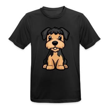 Airedale Terrier Hund Niedlich - Männer T-Shirt atmungsaktiv - Schwarz - Vorne - AI Model Male 178 light (178cm)