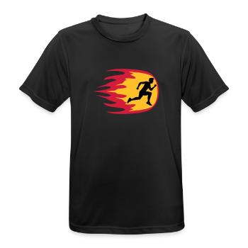 fire flames burn sport race sprinting fast enduran - Men's Breathable T-Shirt - black - Front - AI Model Male 178 light (178cm)