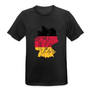 scratch cracks map country 3 colors germany nation - Men's Breathable T-Shirt - black - Front - AI Model Male 178 light (178cm)