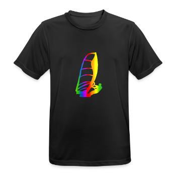 Bunter Windsurfen Regenbogen - Männer T-Shirt atmungsaktiv - Schwarz - Vorne - AI Model Male 178 light (178cm)