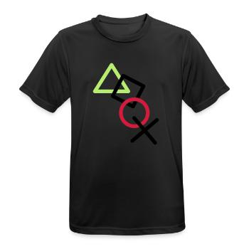 X square triangle icons controller game circle lo - Men's Breathable T-Shirt - black - Front - AI Model Male 178 light (178cm)