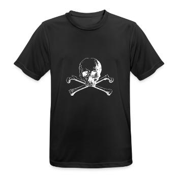 Totenkopf mit Knochenkreuz - Männer T-Shirt atmungsaktiv - Schwarz - Vorne - AI Model Male 178 light (178cm)
