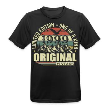 Original 1999 Vintage Rétro Vintage 1999 Né - T-shirt respirant Homme - noir - Devant - AI Model Male 178 light (178cm)