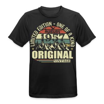 august 1957 birthday august 1957 vintage august - Men's Breathable T-Shirt - black - Front - AI Model Male 178 light (178cm)