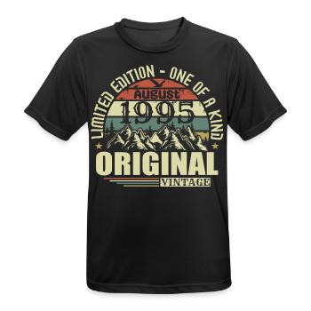 Août 1995 Anniversaire Août 1995 Millésime Août - T-shirt respirant Homme - noir - Devant - AI Model Male 178 light (178cm)
