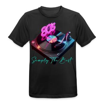 80s - Männer T-Shirt atmungsaktiv - Schwarz - Vorne - AI Model Male 178 light (178cm)