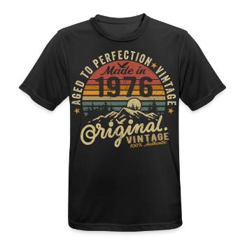 1976 Jahrgang Geburtstag Geburtsjahr 1976 Geschenk - Männer T-Shirt atmungsaktiv - Schwarz - Vorne - AI Model Male 178 light (178cm)